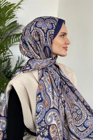 Hitit Desen Şal Lacivert