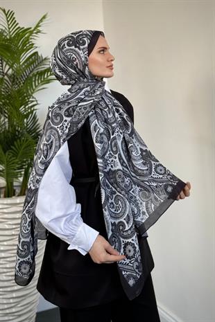 Hitit Desen Şal Siyah
