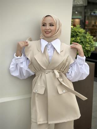 Hürrem Yelekli Takım Bej