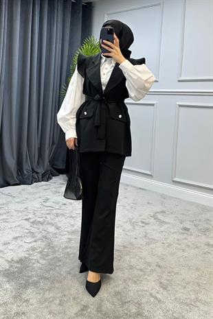 Hürrem Yelekli Takım Siyah