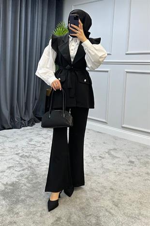Hürrem Yelekli Takım Siyah