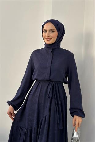 Nettare Düğme Detay Elbise Lacivert