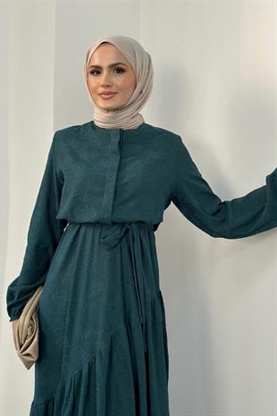 Nettare  Düğme Detay Elbise Yeşil