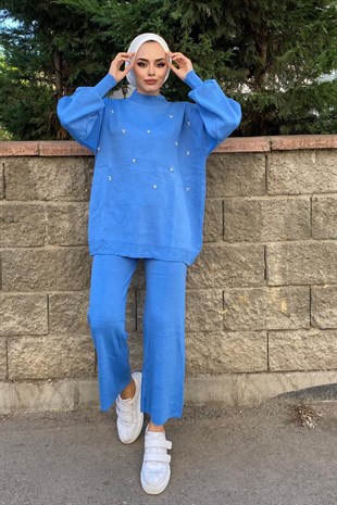 İncili Triko Takım İndigo