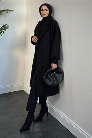 Janella Kruvaze Yaka Kaban Siyah