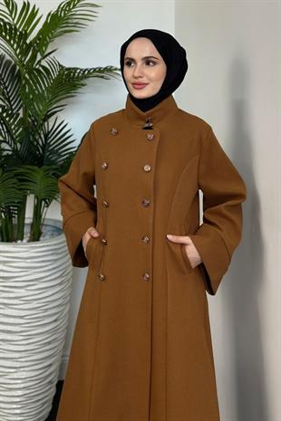 Jeremiah Hakim Yaka Düğmeli Astarlı Kaban Taba