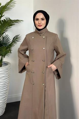 Jeremiah Hakim Yaka Düğmeli Astarlı Kaban Vizon