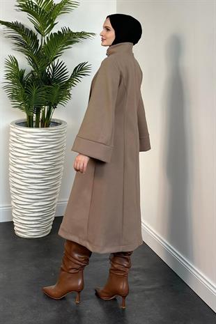 Jeremiah Hakim Yaka Düğmeli Astarlı Kaban Vizon