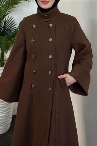 Jeremiah Hakim Yaka Düğmeli Astarlı Kaban Kahverengi