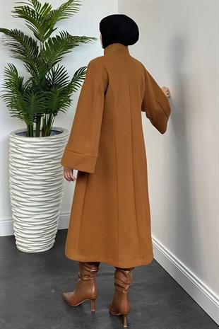 Jeremiah Hakim Yaka Düğmeli Astarlı Kaban Taba