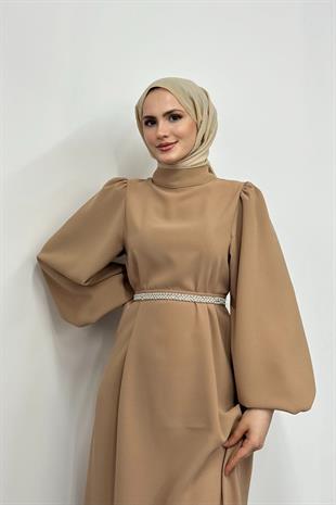 Jessica Balon Kol Abiye Sütlü Kahve