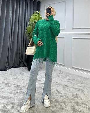 Jolie Baklava Desen Kazak Yeşil