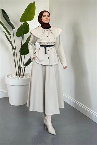 Jose Kemerli Etekli Takım Krem