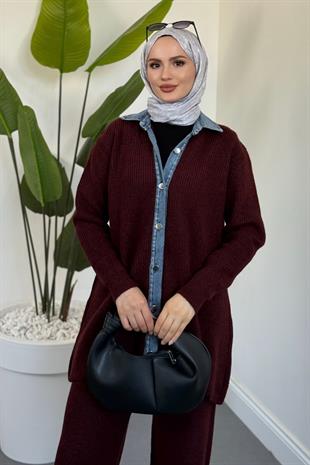 Kai Kot Geçişli Triko Takım Bordo