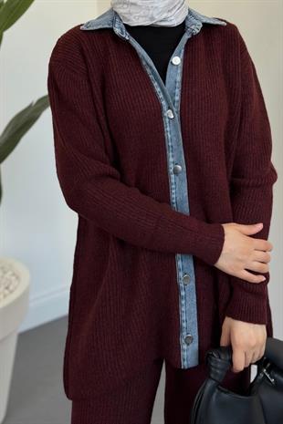 Kai Kot Geçişli Triko Takım Bordo