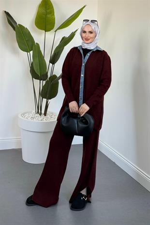 Kai Kot Geçişli Triko Takım Bordo