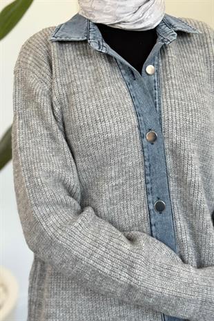 Kai Kot Geçişli Triko Takım Gri