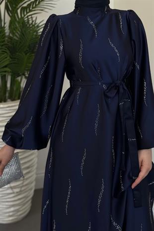 Kaitlyn Taşlı Abiye Lacivert