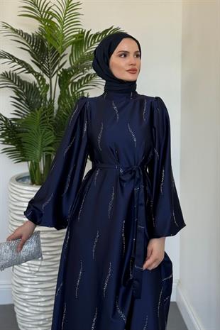 Kaitlyn Taşlı Abiye Lacivert