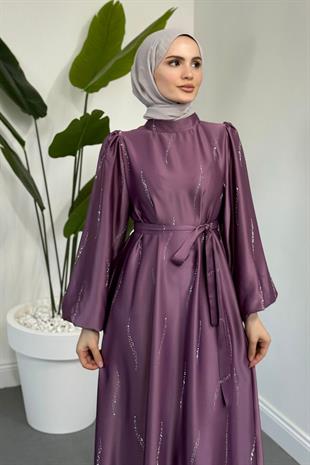 Kaitlyn Taşlı Abiye Lila