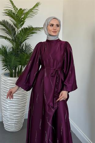 Kaitlyn Taşlı Abiye Mor