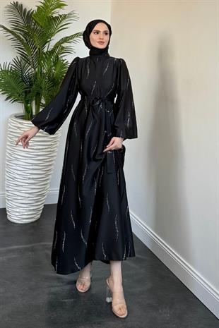 Kaitlyn Taşlı Abiye Siyah