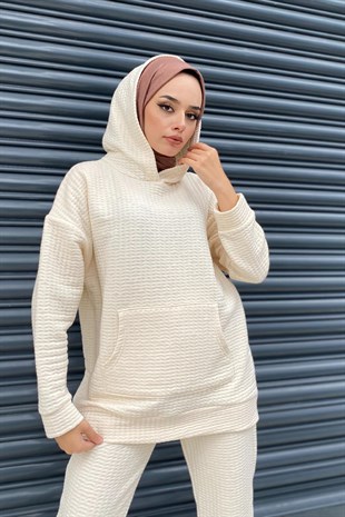 Kanguru Cepli Kapitone Takım Ekru
