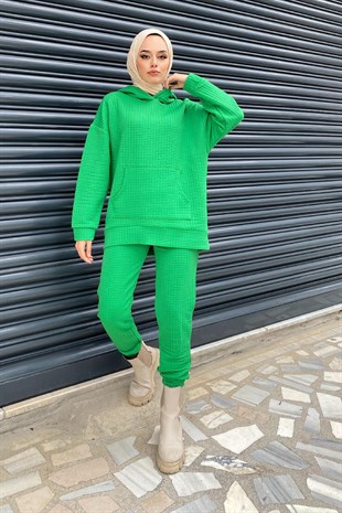 Kanguru Cepli Kapitone Takım Yeşil