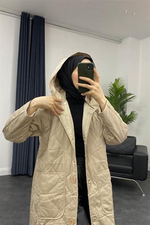 Kapitone Desenli Mont Bej