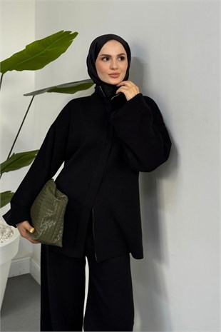 Kasnilia Hırkalı Pantolon Takım Siyah 