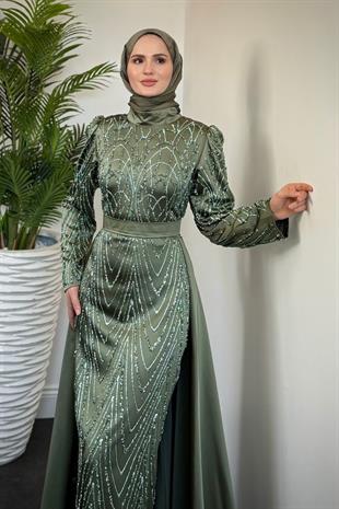 Katy Pelerinli Simli Abiye Haki