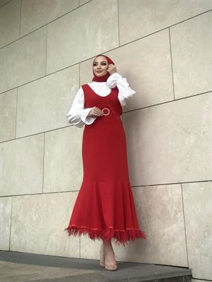 Kemeri Ve Altı Tüylü Jile Kırmızı