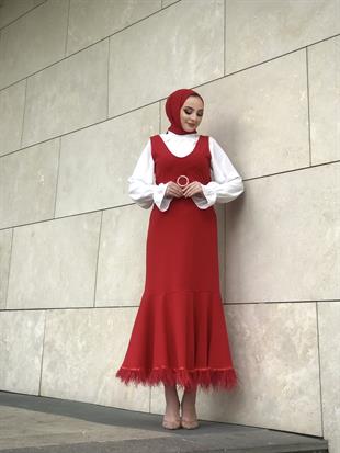 Kemeri Ve Altı Tüylü Jile Kırmızı