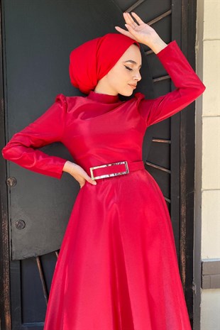 Kemerli Prenses Abiye Bordo
