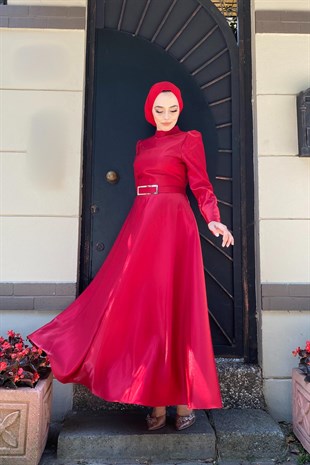 Kemerli Prenses Abiye Bordo