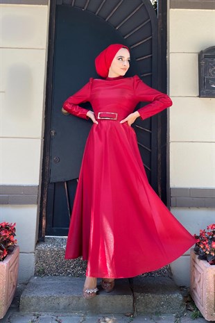 Kemerli Prenses Abiye Bordo