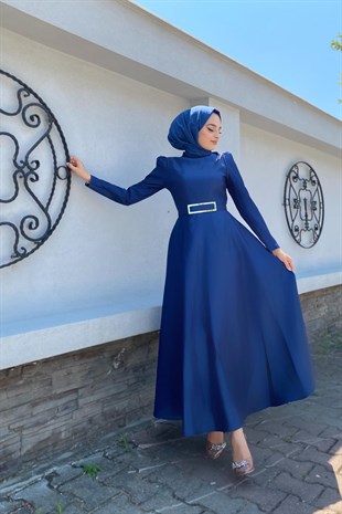 Kemerli Prenses Abiye Lacivert