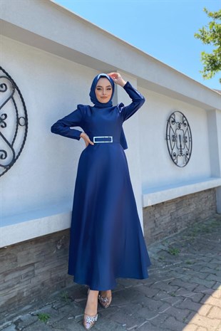 Kemerli Prenses Abiye Lacivert