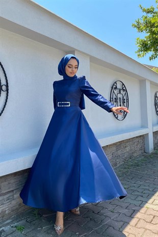 Kemerli Prenses Abiye Lacivert