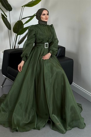 Kleopatra Tafta  Abiye Dark Green