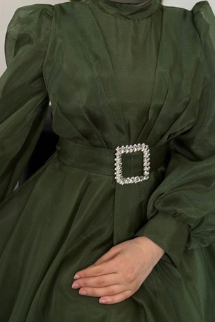 Kleopatra Tafta  Abiye Dark Green