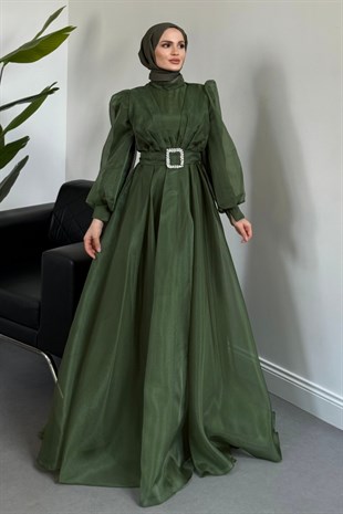 Kleopatra Tafta  Abiye Dark Green