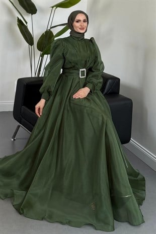 Kleopatra Tafta  Abiye Dark Green