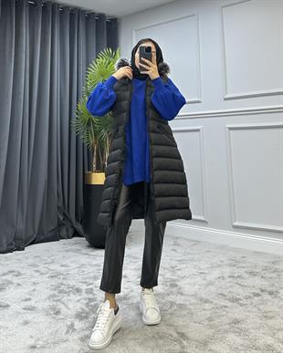 Kürklü Şişme Yelek Siyah