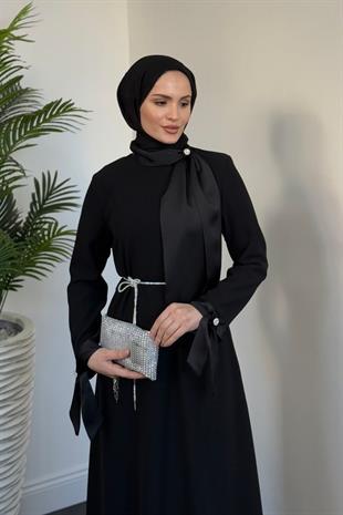 Lavinya Boynu Fiyonk Abiye Siyah