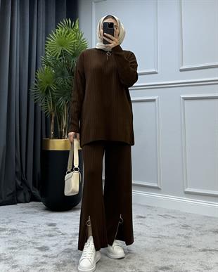 Lena Triko Takım Kahverengi