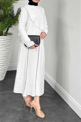 Libre Şerit Detay Etek Takım Beyaz