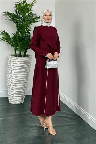 Libre Şerit Detay Etek Takım Bordo
