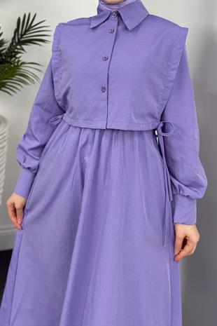Liliana Terikotan Elbise Lila