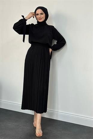 Lindon Plise Etek Takım Siyah